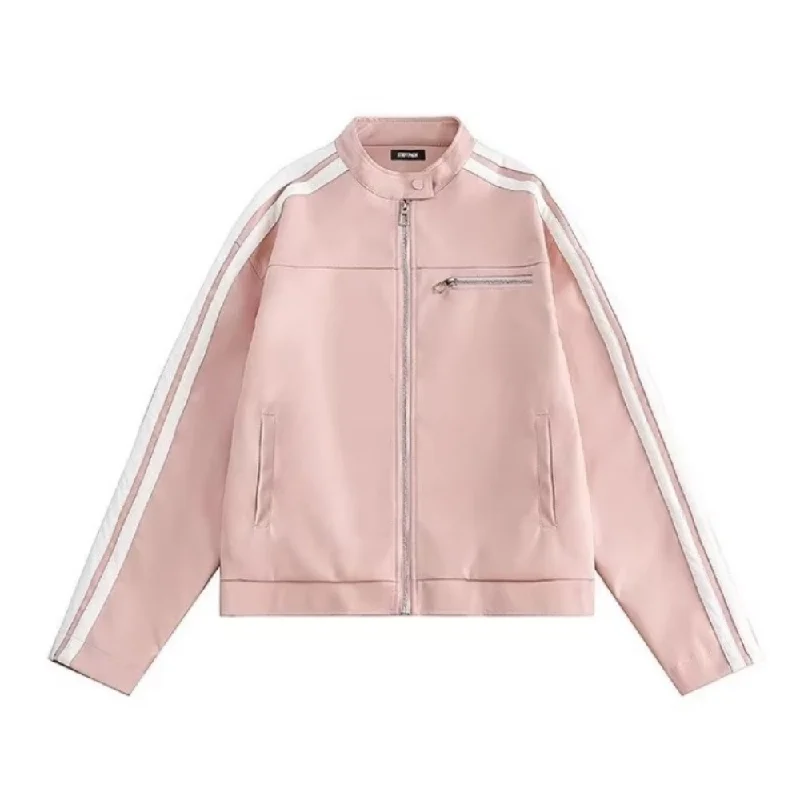 Women's Punk Biker Jacket Zip Front Button Front Snap Front