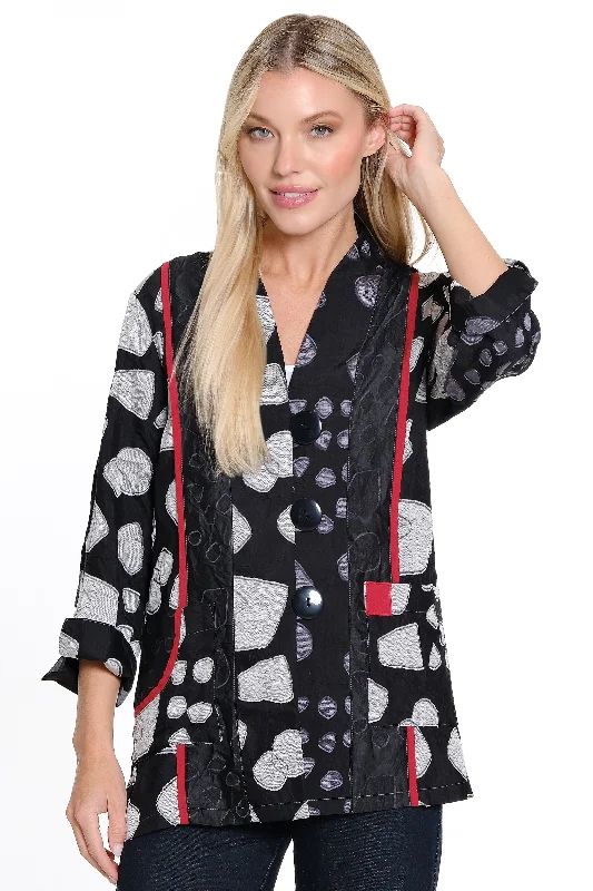 Woven Jacquard Print Jacket - Petite - Black Chenille Jacket Brocade Jacket Lace Jacket