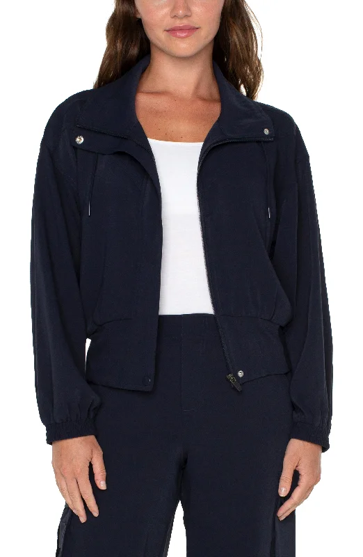 Liverpool Zip Up Dolman Jacket (lunar blue) Tiered Jacket Buttoned Jacket Zippered Jacket