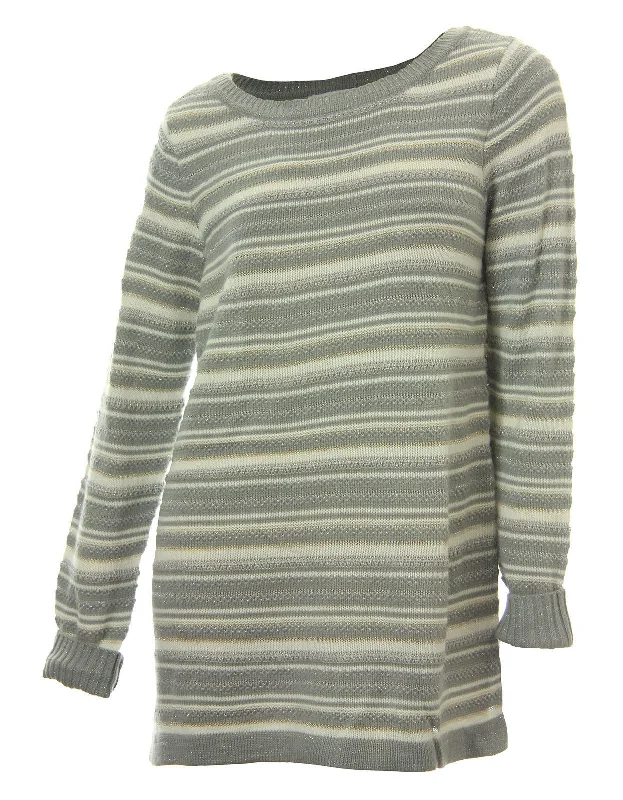 Charter Club Multi Color Striped Long Sleeve Tunic Sweater Spandex Rayon Corduroy