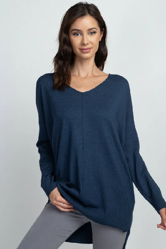 Dark Heather Teal Front Seam Soft V-Neck Casual Tunic Sweater Womens Chenille Brocade Lace Dark Heather Teal Front Seam Soft V-Neck Casual Tunic Sweater Womens Chenille Brocade Lace