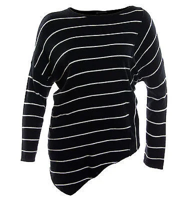 INC Multi Color Striped Long Sleeve Asymmetric Hem Sweater Long Sweater Short Sweater Cropped Sweater