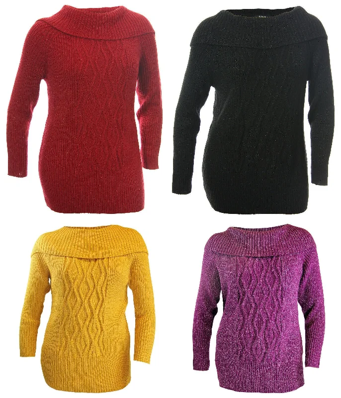 Style & Co Purple or Red Collared Long Sleeve Ribbed Sweater Elegant Classic Vintage
