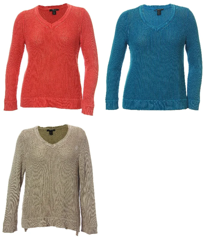 Style & Co Coral Blue or Beige Long Sleeve V-Neck Textured Sweater Plaid Sweater Polka Dot Checkered Style & Co Coral Blue or Beige Long Sleeve V-Neck Textured Sweater Plaid Sweater Polka Dot Checkered