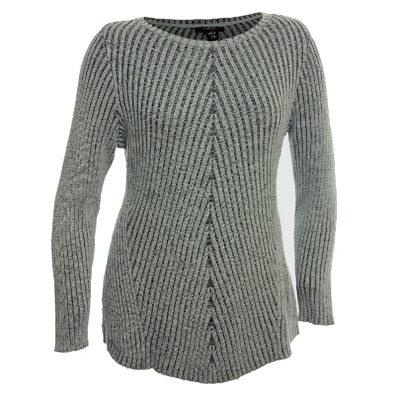Style & Co. Gray Bi-Directional Ribbed Long Sleeve Sweater Velvet Chenille Corduroy