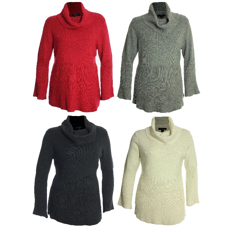 Style & Co Long Bell Sleeve Cowl Neck Ribbed Sweater Bright Pastel Dark