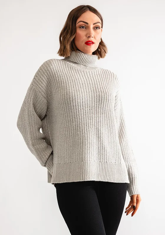 Tiffosi Womens Aurum Lurex Polo Neck Jumper, Silver Welt Pockets Slit Pockets Flap Pockets Tiffosi Womens Aurum Lurex Polo Neck Jumper, Silver Welt Pockets Slit Pockets Flap Pockets