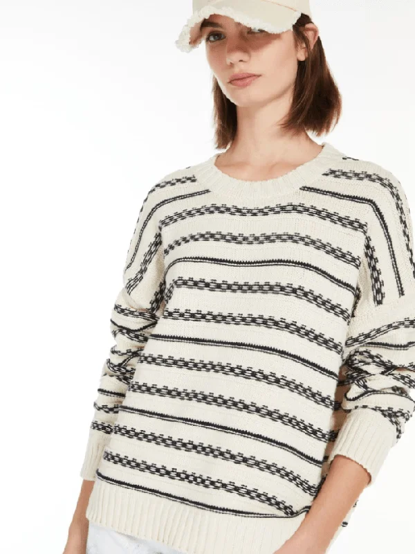 Weekend By Max Mara FOSTER Striped Cotton Yarn Jumper 24253661516 Col 015 Stylish Fashionable Trendy
