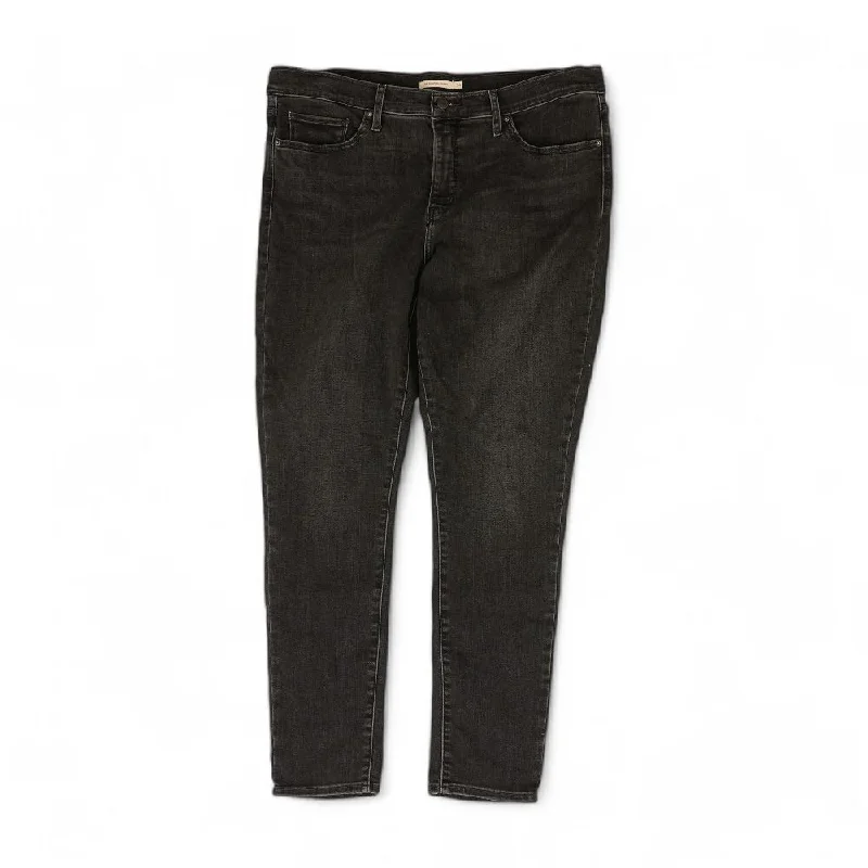 311 Black Solid Skinny Leg Jeans Stylish Shredded Denim Jeans