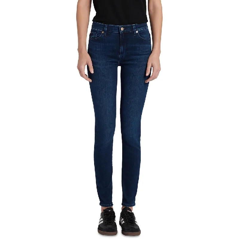 7 For All Mankind Womens Skinny Jean Ankle Skinny Jeans Fashionable Frayed Hem Denim