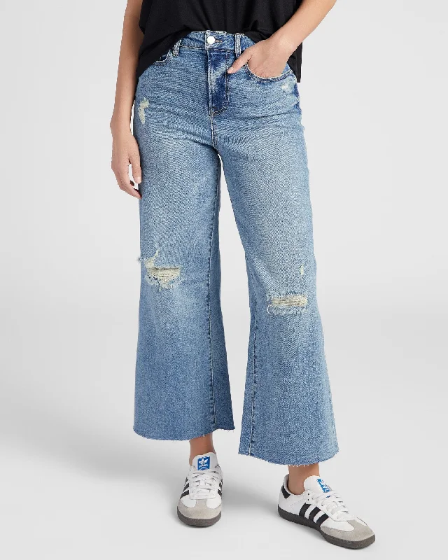 Joni Wide Leg Distressed Jeans Comfortable Jogger Style Jeans