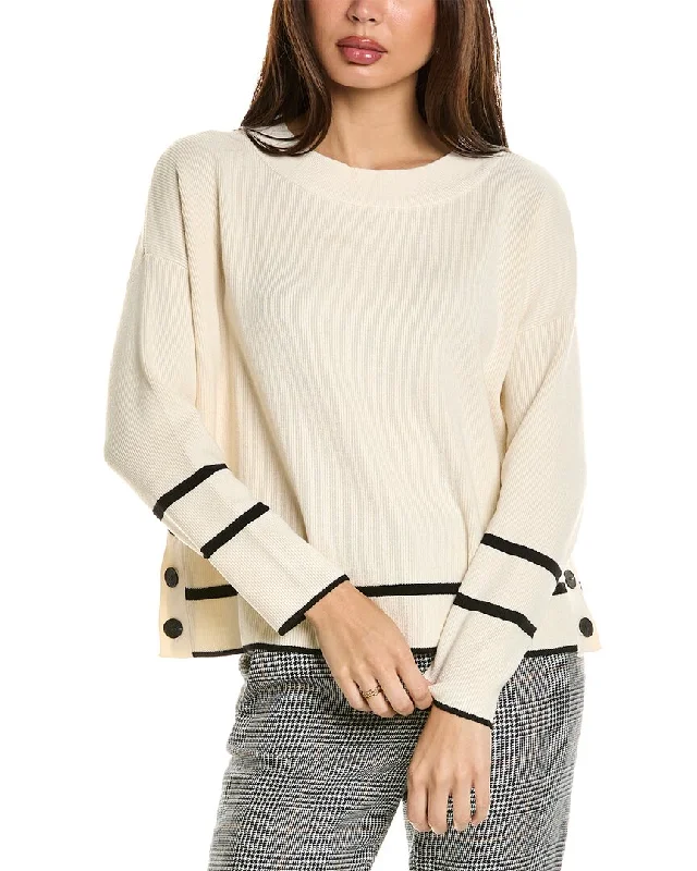 Adrianna Papell Dropped-Shoulder Sweater Handmade Hand-knitted Hand-woven