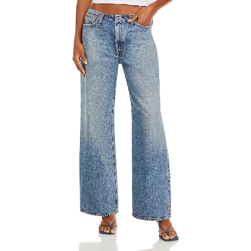 Agolde Womens Wide Leg Mid Rise Wide Leg Jeans Elegant Bootcut Fit Jeans