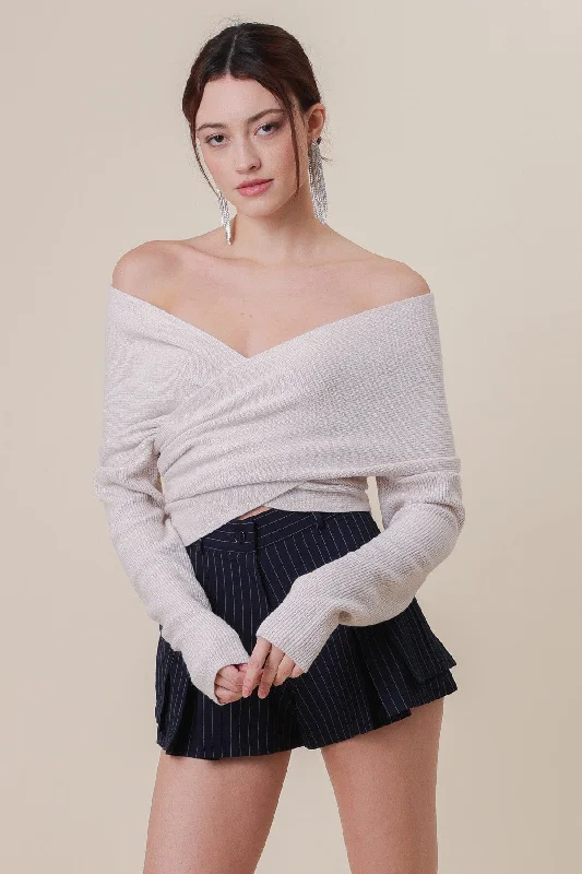 Beau Sweater | Ecru Ribbed Striped Patterned