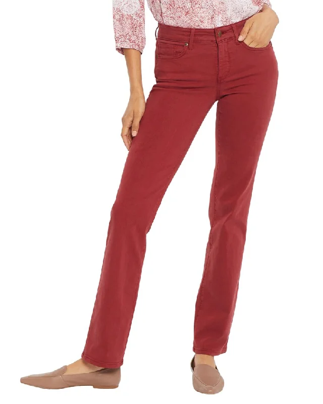 Nydj Petite Marilyn Boysenberry Reactive Straight Leg Jean Stylish Stone-Wash Denim Jeans