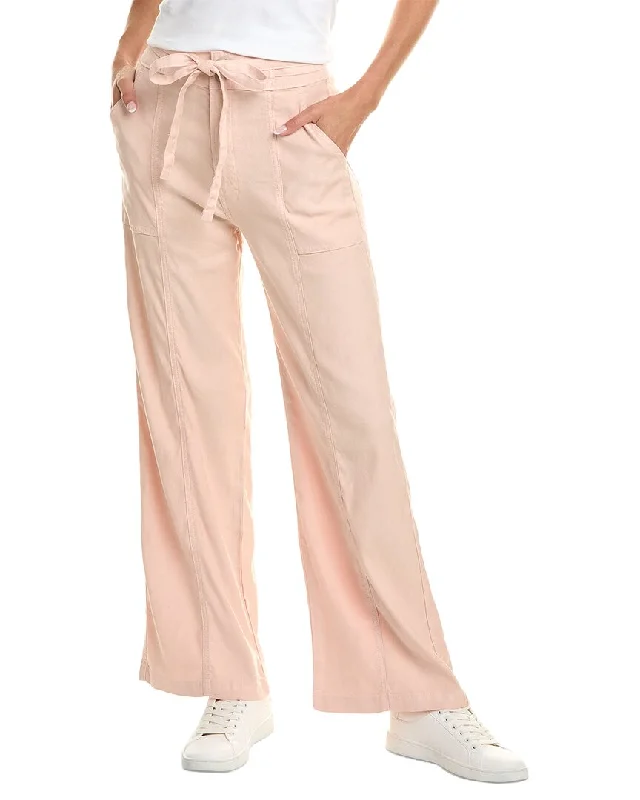 Hudson Jeans Cameo Rose Linen-Blend Wide Leg Jean Trendy Paperbag Waist Jeans