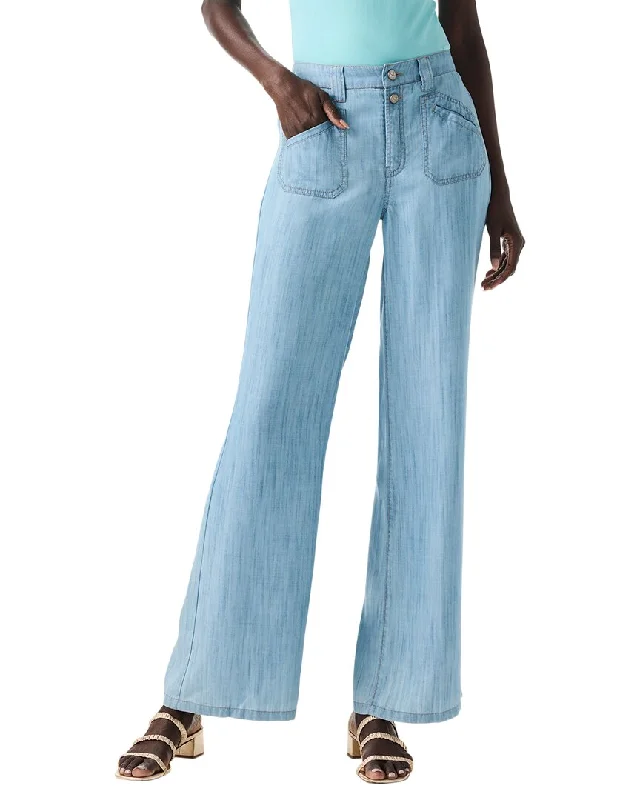 Nic+Zoe Drapey Denim Wide Leg Jean Elegant Tapered Leg Denim