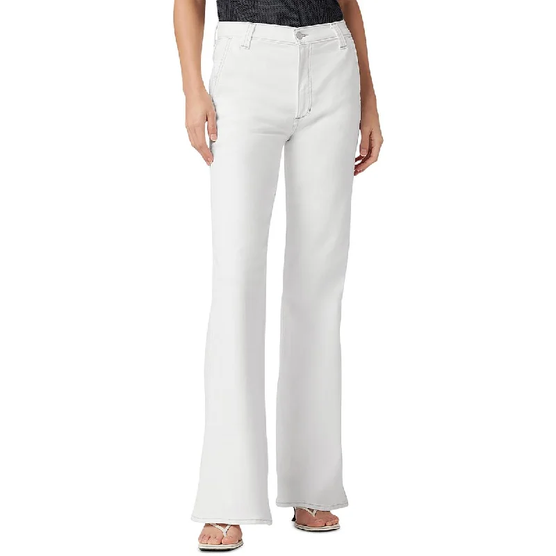 Womens High Rise Solid Flared Jeans Classic Slim Fit Jeans