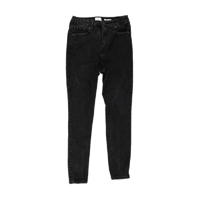 Black Solid High Rise Skinny Leg Jeans Trendy Classic Fit Jeans