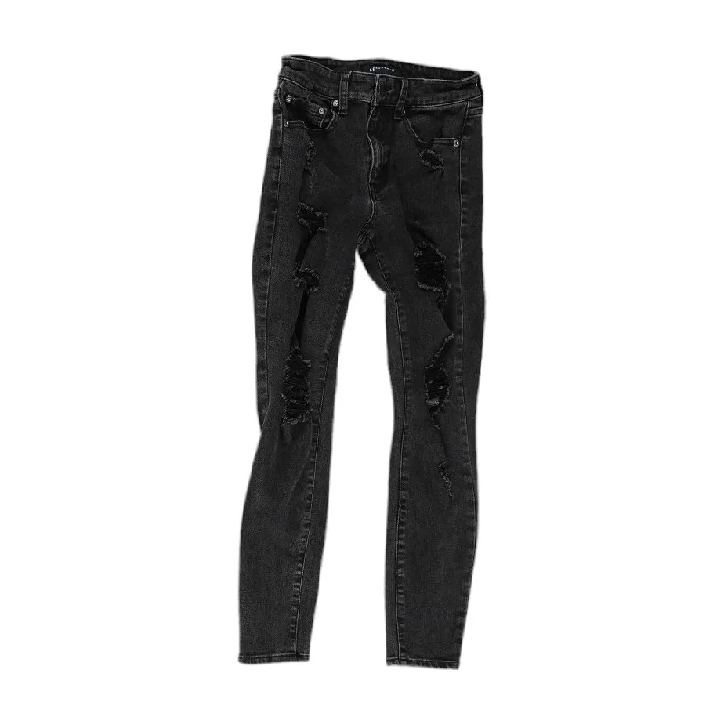 Black Solid High Rise Skinny Leg Jeans Casual Skinny Fit Jeans