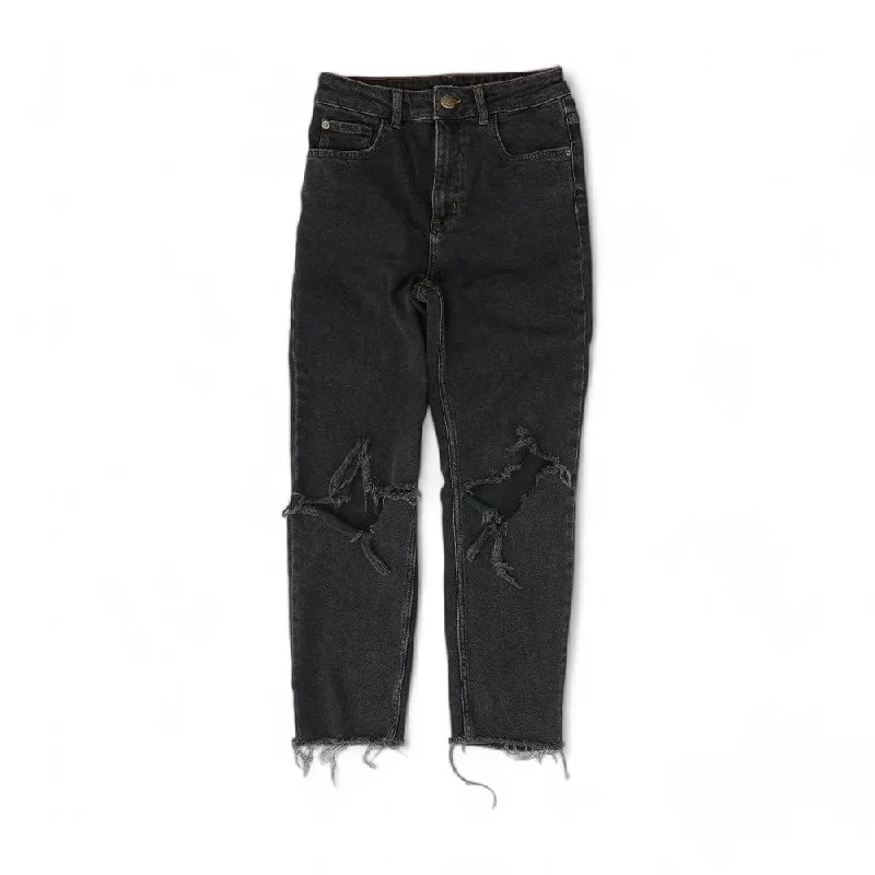 Black Solid Jeans Elegant Wide-Leg Jeans