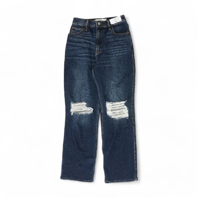 Blue Solid High Rise Jeans Fashionable Raw Edge Jeans