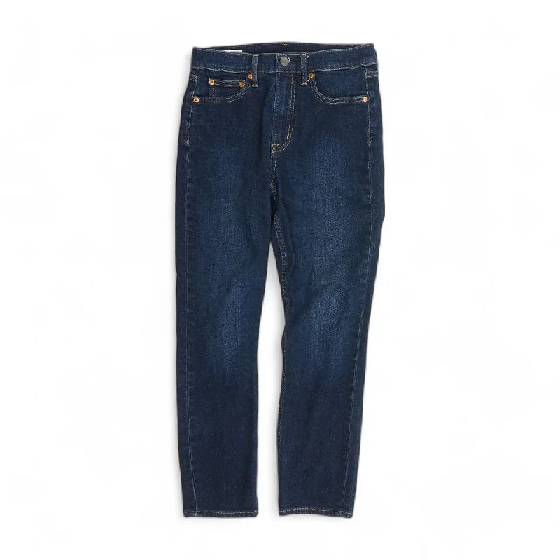 Blue Solid High Rise Slim Leg Jeans Fashionable Button-Front Jeans