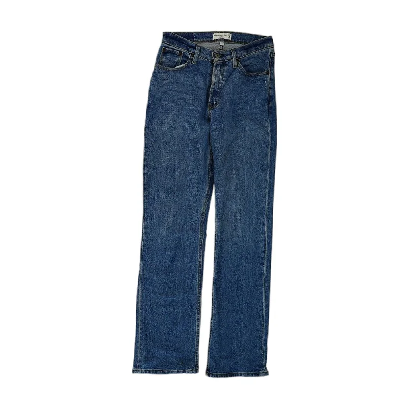 Blue Solid Mid Rise Jeans Elegant Tapered Leg Denim