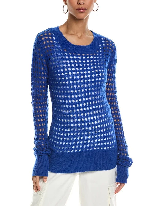 Brodie Cashmere Open Knit Cashmere Sweater Print Jacquard Patchwork