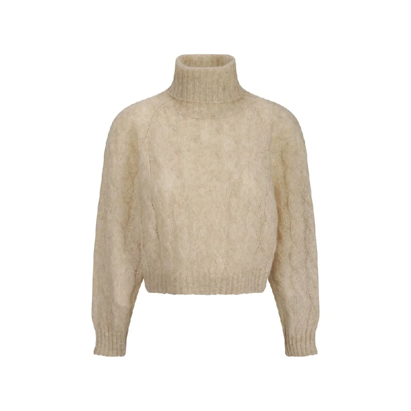Brunello Cucinelli Turtleneck Sweater Mesh Fabric Canvas Fabric Denim Fabric
