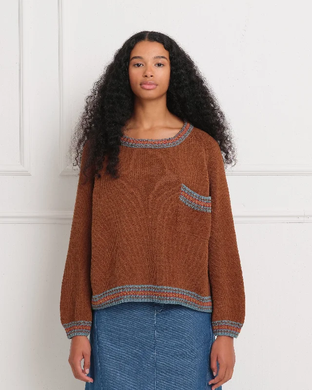 Bulb Knit Jumper - Brown Cable Knit Ribbed Knit Lace Knit