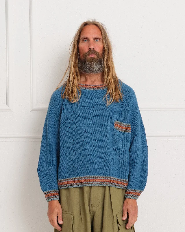 Bulb Knit Jumper - Indigo Chenille Fabric Brocade Fabric Lace Fabric