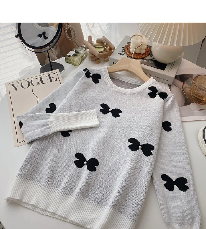 Butterfly jacquard long sleeve sweater round neck Pullover Top 6686 Knit Fabric Woven Fabric Fleece Fabric Butterfly jacquard long sleeve sweater round neck Pullover Top 6686 Knit Fabric Woven Fabric Fleece Fabric