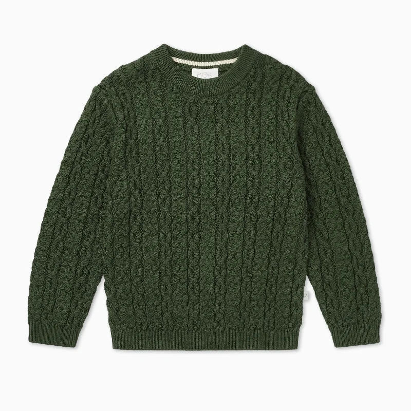 Cable Knit Jumper - Pine Terry Terry Cloth Terry Knit