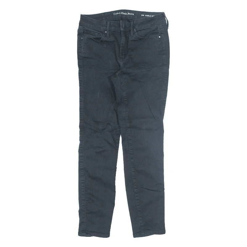 CALVIN KLEIN Ankle Jeans Black Denim Slim Skinny Womens W26 L26 Cozy Relaxed Fit Jeans