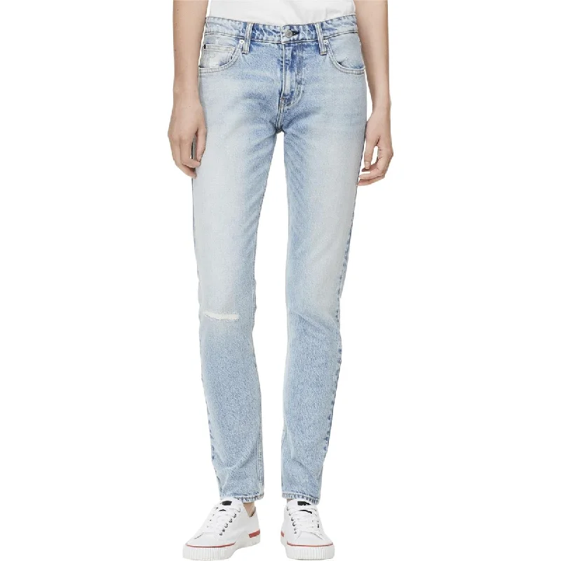 Calvin Klein Jeans Womens CKJ 021 Mid-Rise Light Wash Slim Leg Jeans Comfortable Straight-Legged Denim