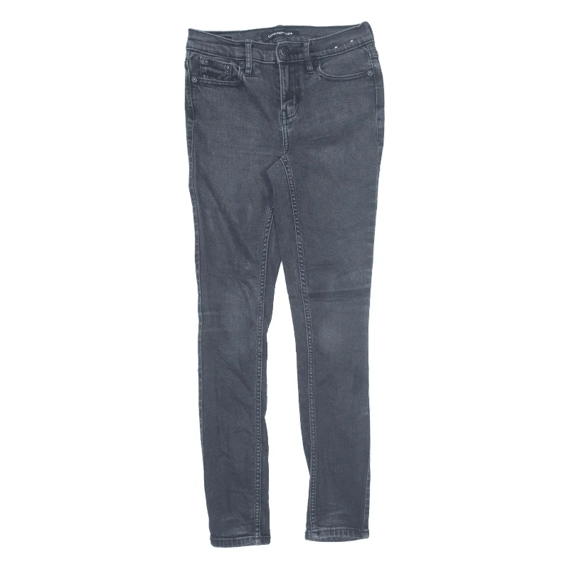 CALVIN KLEIN Mid Rise Jeans Black Denim Slim Skinny Stone Wash Womens W25 L28 Chic Rolled Cuff Denim Jeans