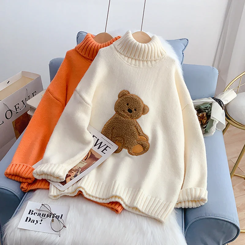 Cartoon Bear lazy wind foreign style sweater bottomed shirt 5238 Notch Collar Peter Pan Collar Cowl Neck Cartoon Bear lazy wind foreign style sweater bottomed shirt 5238 Notch Collar Peter Pan Collar Cowl Neck