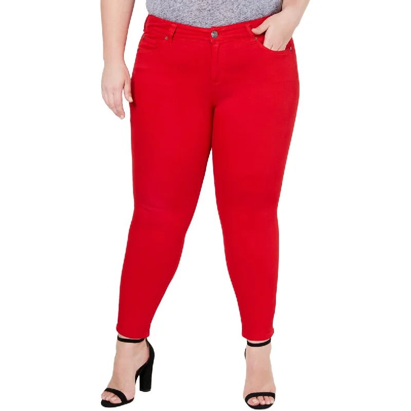 Celebrity Pink Womens Plus Denim Mid-Rise Colored Skinny Jeans Comfortable Drawstring Waist Jeans