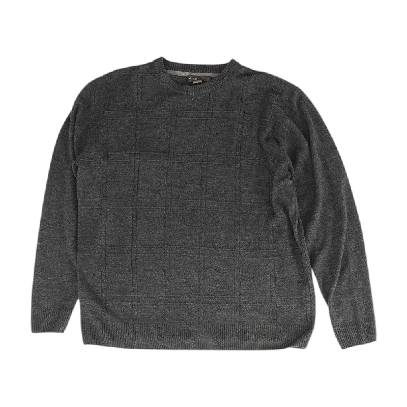 Charcoal Solid Crewneck Sweater Mesh Fabric Canvas Fabric Denim Fabric