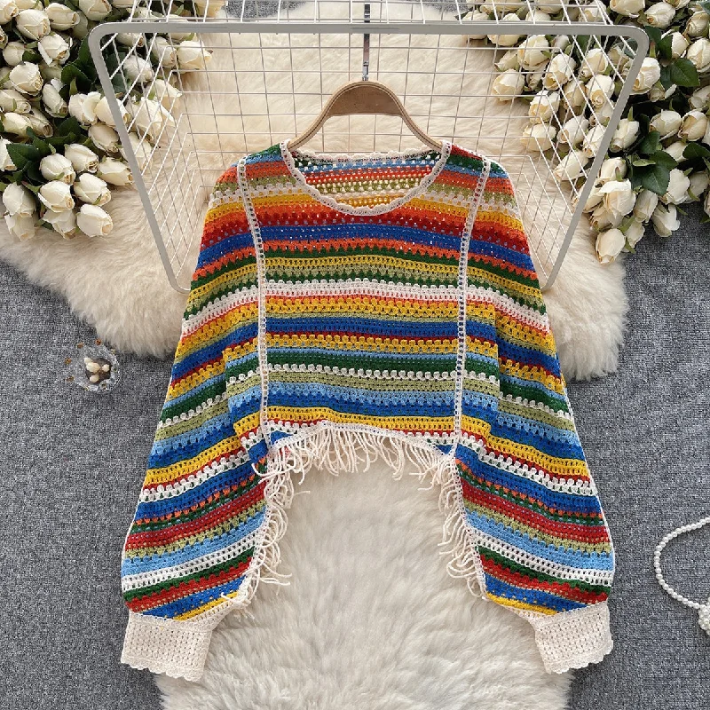 Cute Long Sleeve Knitted Sweater      S4366 Terry Terry Cloth Terry Knit
