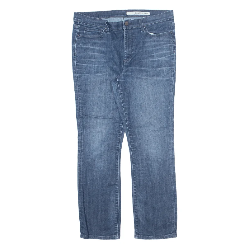 DKNY Jeans Blue Denim Slim Straight Stone Wash Womens W34 L27 Trendy Skinny Fit Jeans