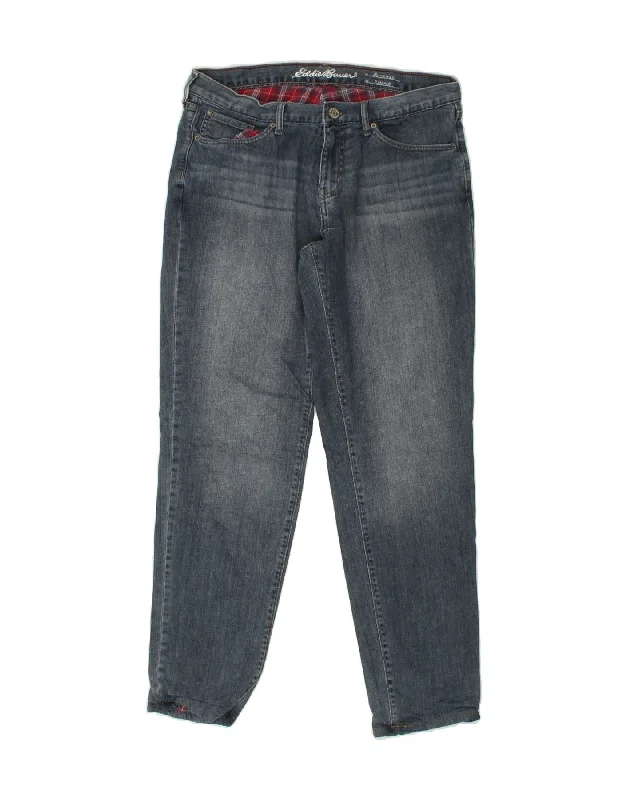 EDDIE BAUER Womens Boyfriend Relaxed Fit Tapered Jeans W32 L31 Blue Cotton Chic Double Waistband Jeans