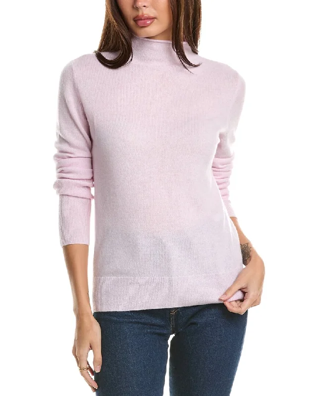 Forte Cashmere Fitted Funnel Cashmere Sweater Terry Blend Velvet Blend Canvas Blend