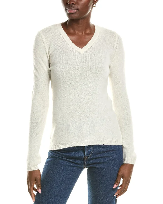 Forte Cashmere V-Neck Cashmere Sweater Terry Blend Velvet Blend Canvas Blend