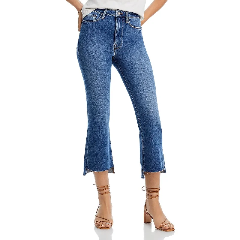 FRAME Womens Le Crop Raw Hem Denim Flared Jeans Stylish Bootcut Denim Jeans