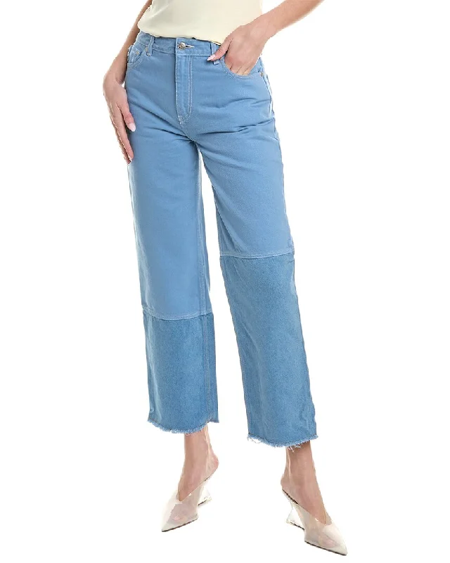 GANNI Reworked Forever Blue High Waisted Crop Jean Chic Double Waistband Jeans