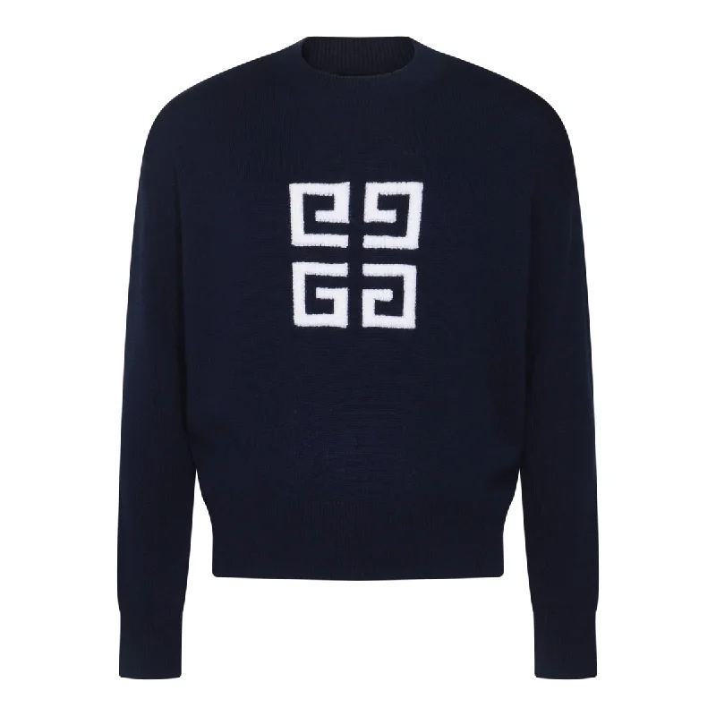 Givenchy Sweaters Blue Embroidered Appliqued Beaded