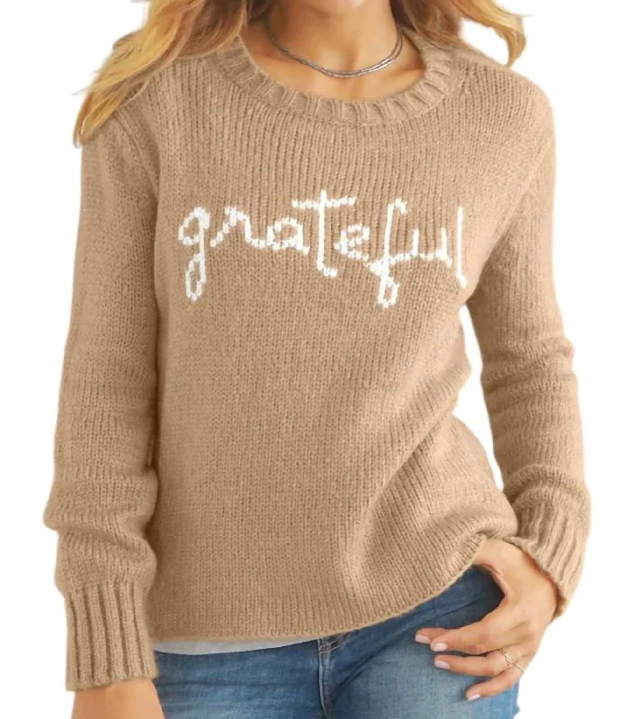 Grateful Sweater In Copper/pure Snow Lace Blend Ribbed Blend Corduroy Blend