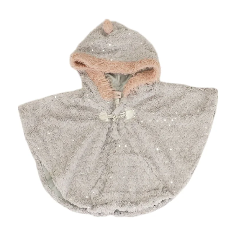 Gray Solid Cape Sweater Spandex Rayon Corduroy